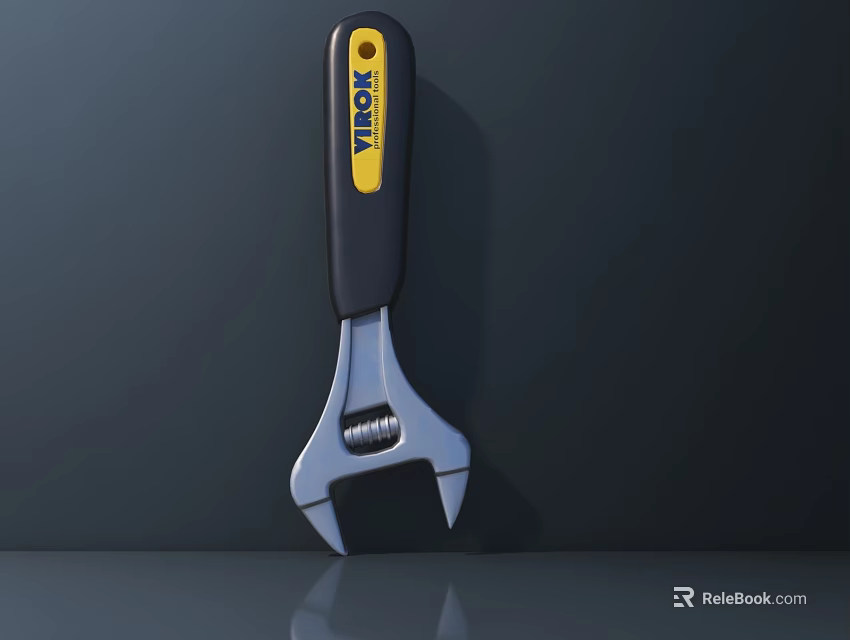 YIDEK Adjustable Wrench With Black Yellow Handle And Chrome Plated Steel Head 3d model 