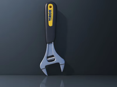 YIDEK Adjustable Wrench With Black Yellow Handle And Chrome Plated Steel Head 3d model