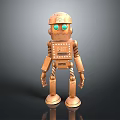 Copper Colored Robot Game And Movie Character With Green Eyes Mechanical Design And Panel Details