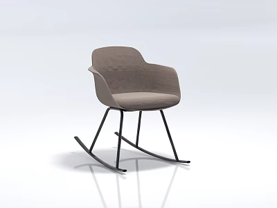 Modern Gray Upholstered Rocking Chair with Black Metal Legs for Contemporary Living Space 3d model