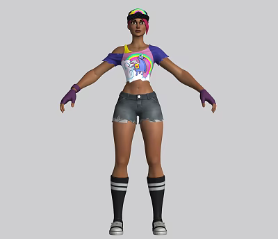 Modern Game Character Cartoon Woman 3d model