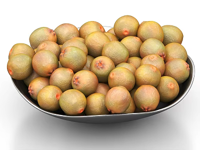 Fresh Green Fruits in a Metal Bowl with Ripe Juicy Texture and Vibrant Color 3d model