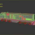 3D Model of Silver Train Locomotive with Reflective Surface and Detailed Side View