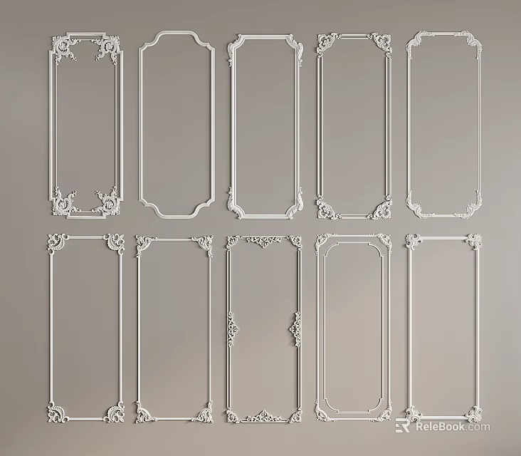 Various Decorative Line Frames With Intricate Patterns And Detailed Corner Designs 3d model 
