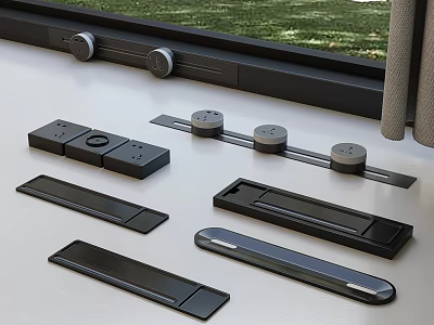 Modern Black Metal Cabinet Hardware With Handles Slides And Accessories 3d model