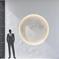 Round Moon Texture Wall Decor in Beige Tone on Light Colored Wall 3d model