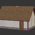 Small House Model With Brown Tiled Roof White Walls And Wooden Door