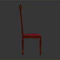 Deep Red Classic Wooden Chair With Carved Backrest And Pink Upholstered Seat