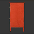 Red Decorative Cabinet With Colorful Hand Painted Patterns And Traditional Carved Details