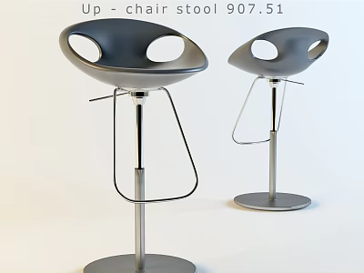Modern Black Bar Stools Featuring Circular Cutouts Adjustable Height And Metal Base 3d model