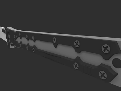 Tactical Knife With Black Handle Cross Screws And Grooved Design 3d model