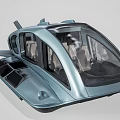 Futuristic Electric Flying Vehicle With Transparent Passenger Cabin And Modern Design