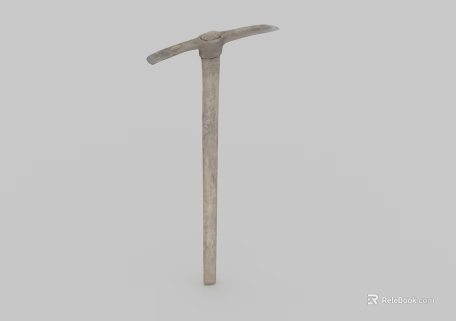 Durable Hardware Tool Pickaxe with Wooden Handle and Metal Head for Digging Work 3d model 
