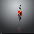 Toy Soldier In Red Uniform With Gold Accents Black Hat Feather Blue Pants And Sword
