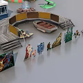 Colorful Amusement Equipment Collection With Ferris Wheel Carousel Tents Tracks Tunnel And Vehicles