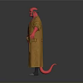Game Movie Character Red Skinned Figure Wearing Yellow Long Coat Red Sleeveless Top