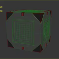 Gray Cube With Intricate Geometric Patterns And Red Corner Accents Design