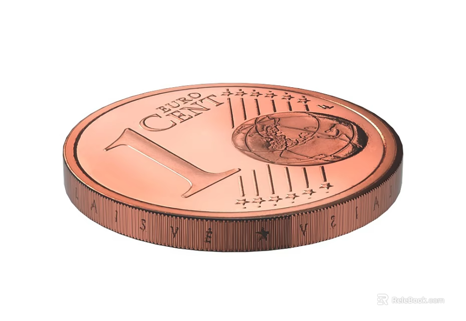 1 Cent Euro Coin Featuring Portrait Design And Star Details On Surface 3d model 