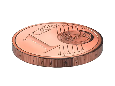 1 Cent Euro Coin Featuring Portrait Design And Star Details On Surface 3d model