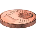 1 Cent Euro Coin Featuring Portrait Design And Star Details On Surface
