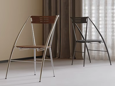 Modern Dining Chairs Wooden And Black With Metal Frames In Minimalist Interior 3d model