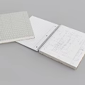 Open And Closed Notebook With Grid Cover And Lined Pages Featuring Notes