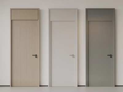 Three Modern Flush Doors with Wood White and Gray Finishes for Home Interior 3d model