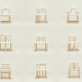Various Designed Single Chairs With Wooden Frames And White Seats In Minimalist Style
