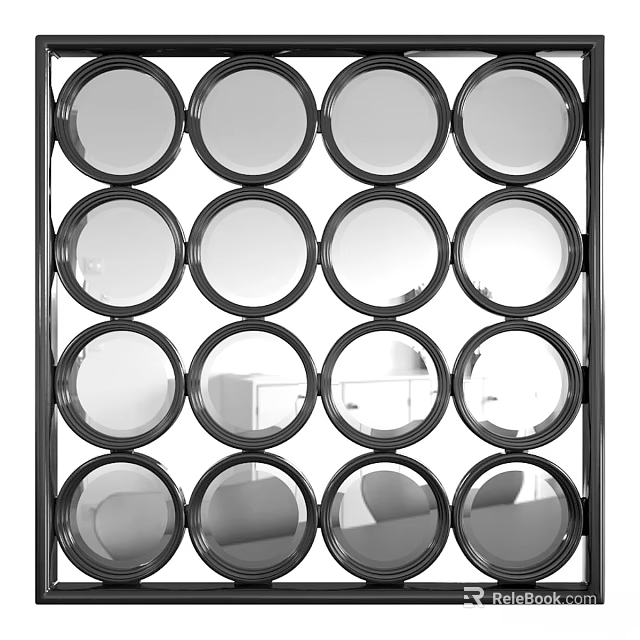 Decorative Circular Mirrors Arranged in Grid Pattern for Modern Wall Decor 3d model 