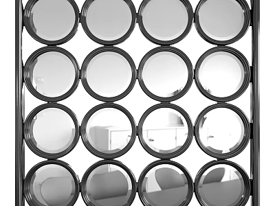 Decorative Circular Mirrors Arranged in Grid Pattern for Modern Wall Decor 3d model