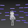 Anime Woman With Purple Long Hair Orange Crown Headpiece Gray Dress On Black Background