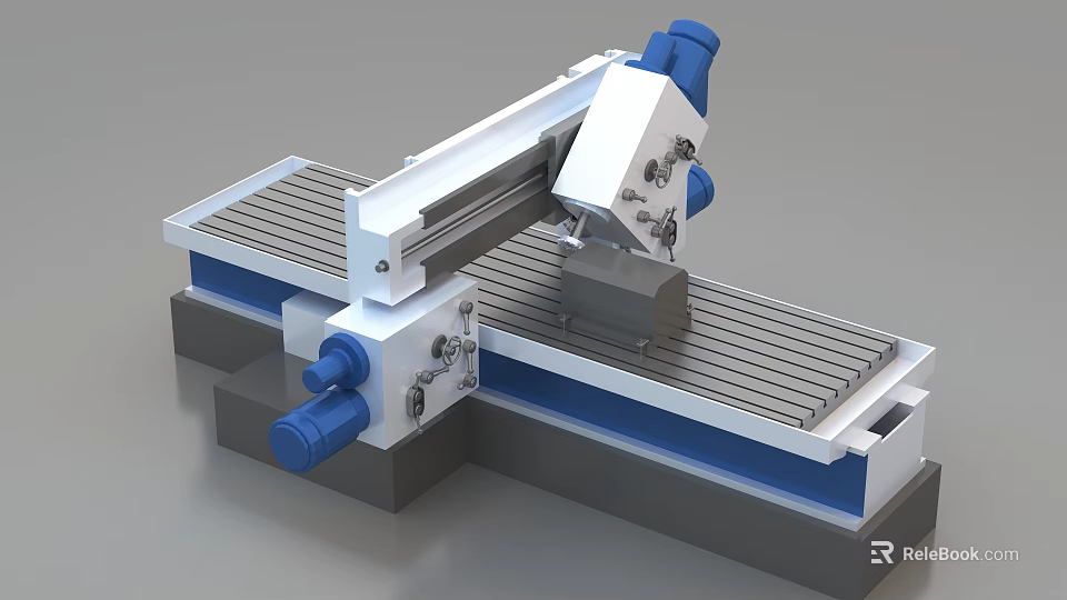 Industrial Milling Machine With Precision Worktable Blue White Design And Control Panel 3d model 