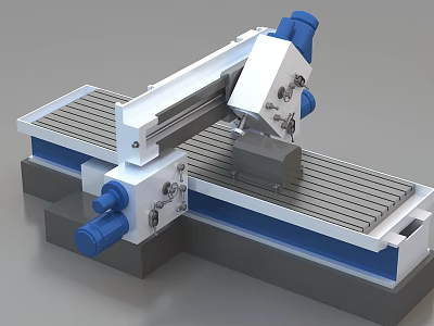 Industrial Milling Machine With Precision Worktable Blue White Design And Control Panel 3d model