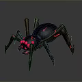 Black Spider With Pink Glowing Accents And Red Traces On Dark Surface