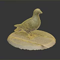 Decorative Handcrafted Pigeon Sculpture Perched On Circular Wooden Base