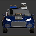 Blue Modified Car With Roof Equipment And Connected Body Wires