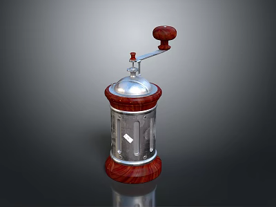 Sleek Silver Desktop Computer Case With Red Wooden Accents And Control Knob 3d model