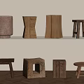Modern Style Stool Wooden Stool Round Stool Wooden Stool Square Stool 3d model