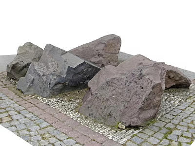 Natural Stones And Wood Elements For Outdoor Garden Paving Landscape Design 3d model