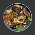 Healthy Fresh Grilled Chicken Salad Bowl With Lettuce Tomato And Vegetables In Blue Bowl