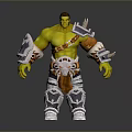 Green Skinned Fantasy Warrior Creature in Armored Attire With Ornate Belt And Armor Details