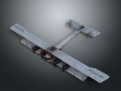 Vintage Biplane Aircraft Model Showcasing Early Aviation For Space Exploration 3d model