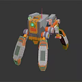 Orange And White Multi Legged Robot With Futuristic Mechanical Structure And Sensor 3d model