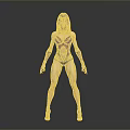 Muscular Woman In Purple Black Bodysuit With Headpiece Long Gloves High Heels And Gray Background