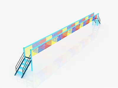 Colorful Playground Equipment With Long Structure And Climbing Stairs For Kids Outdoor Play 3d model