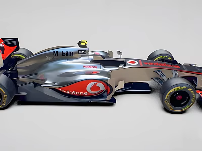 Silver Gray Formula 1 Racing Car With Mobil 1 Vodafone Livery Design 3d model