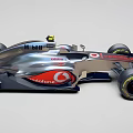 Silver Gray Formula 1 Racing Car With Mobil 1 Vodafone Livery Design