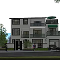 Modern Detached Villa Exterior With Multi Story Design Balconies And Greenery