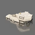 Futuristic Space Station Structure With Dome Modules Platforms Ladders And Equipment 3d model