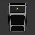 Modern Black And White Electronic Speaker With Yellow Play Button And Grid Texture